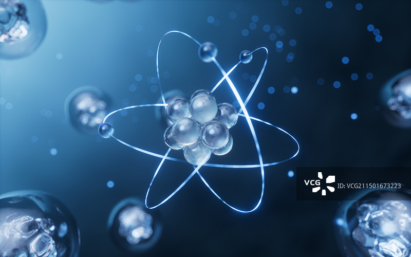微观物理原子结构三维渲染图片素材