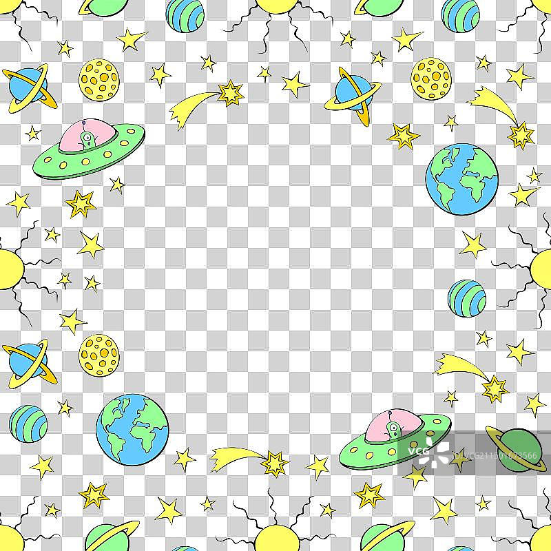 外星人、星球、星星、不明飞行物边框图片素材