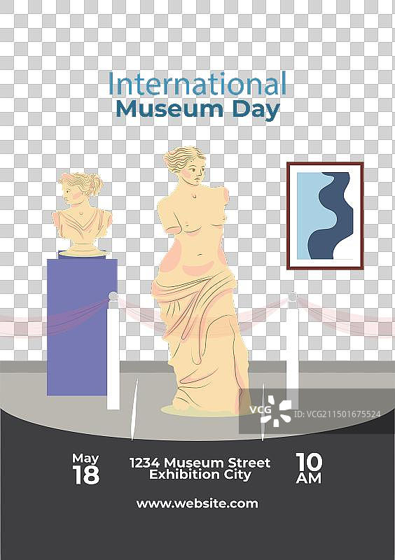手绘国际博物馆日宣传单图片素材