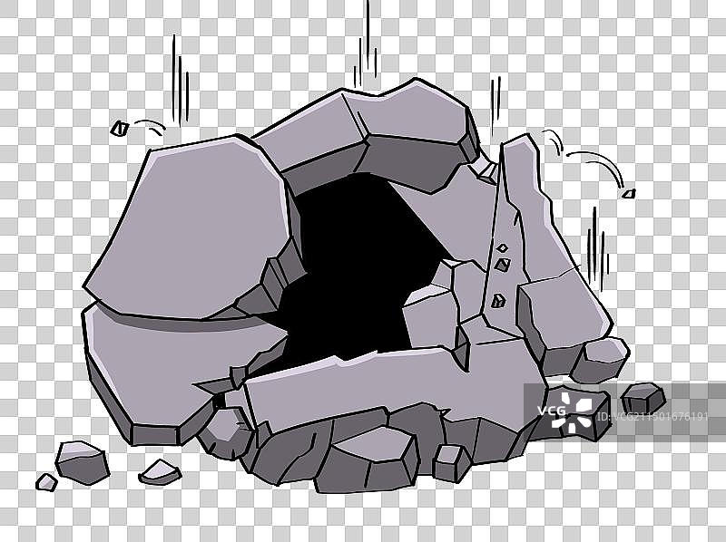 塌方的废墟洞口插画元素图片素材