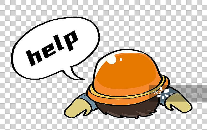 求救的工人手绘卡通元素图片素材
