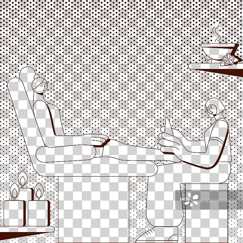 复古风格足部按摩技巧图片素材