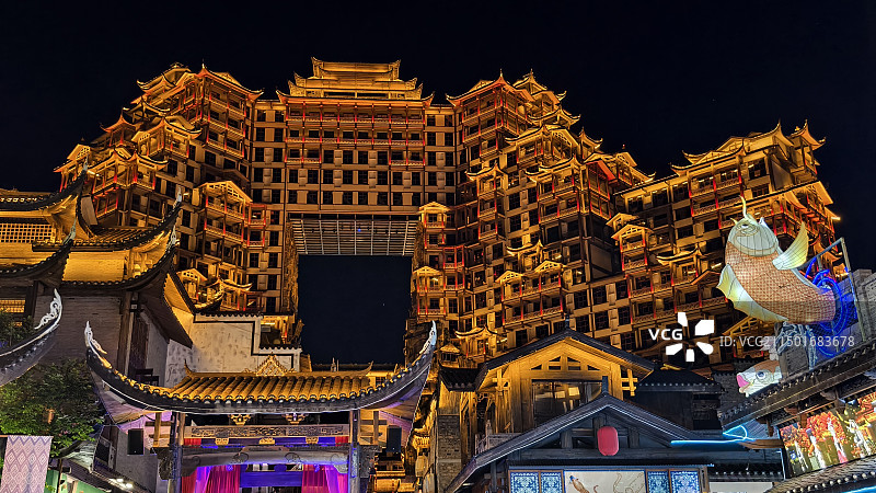 张家界 七十二奇楼 夜景图片素材