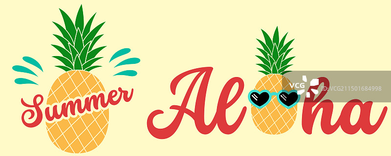 你好夏天海滩风问候语套装图片素材