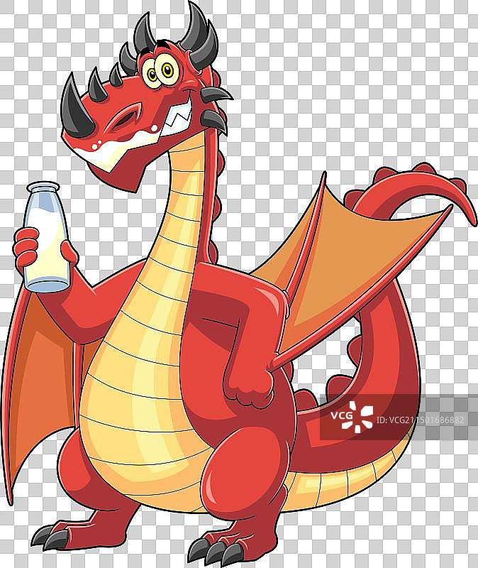 有趣的红色龙卡通角色图片素材