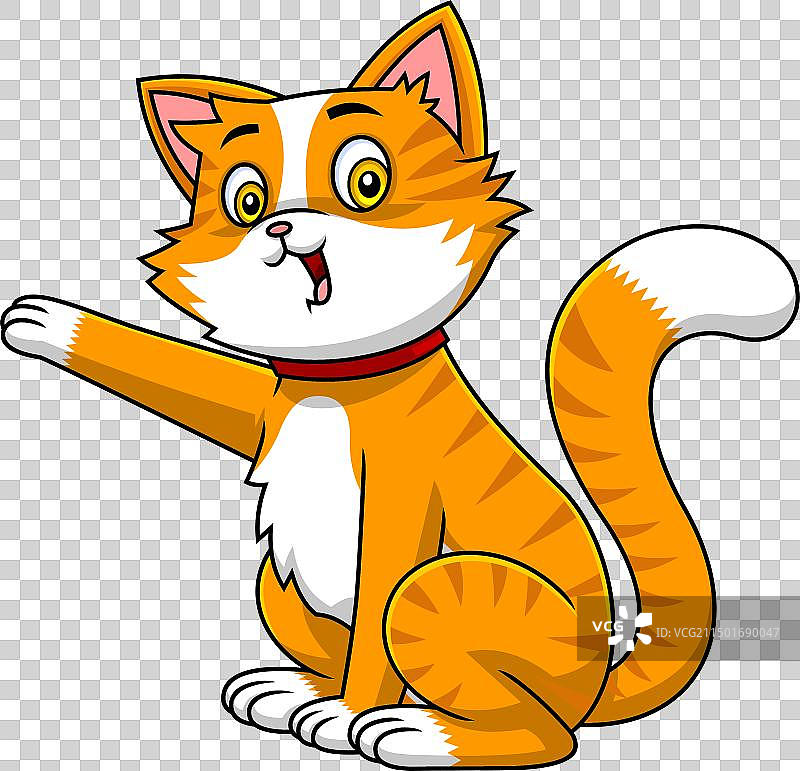 滑稽的橙色猫卡通角色给出爪子图片素材