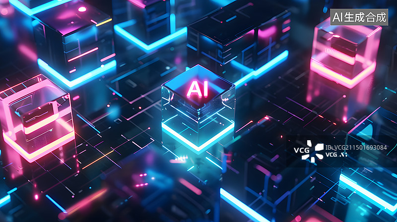 【AI数字艺术】人工智能计算机芯片概念图片素材