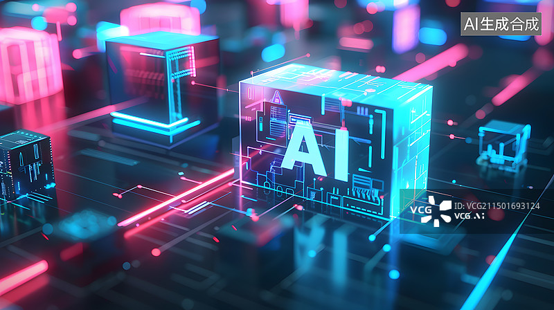 【AI数字艺术】人工智能计算机芯片概念图片素材