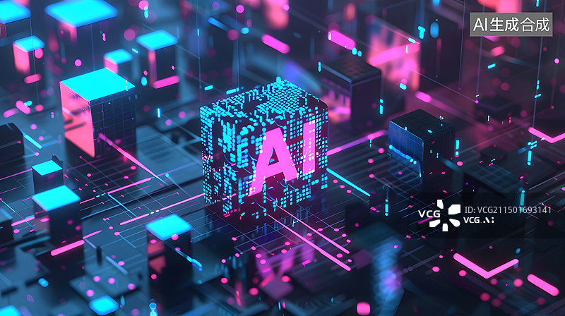 【AI数字艺术】人工智能计算机芯片概念图片素材