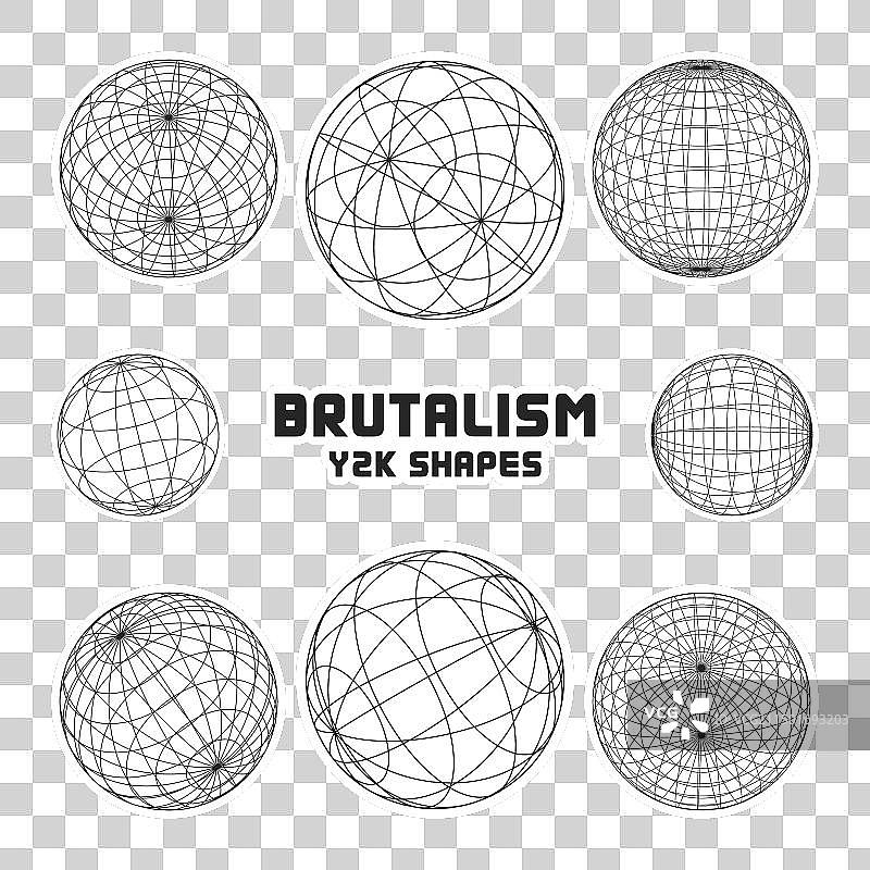 线框形状线条球体透视网格图片素材