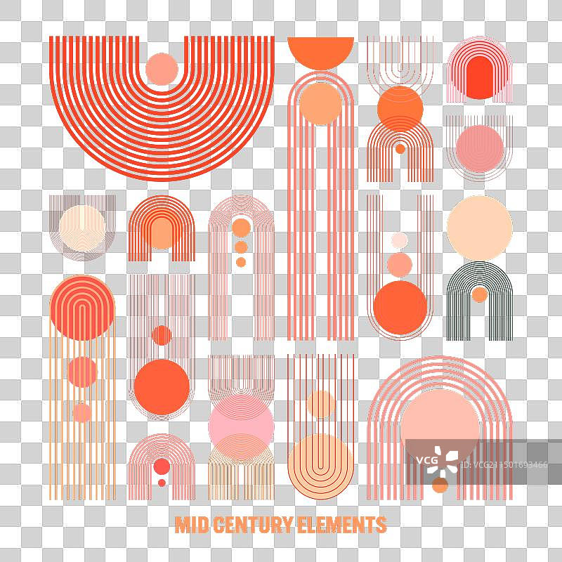 世纪中期拱形和圆形现代元素图片素材