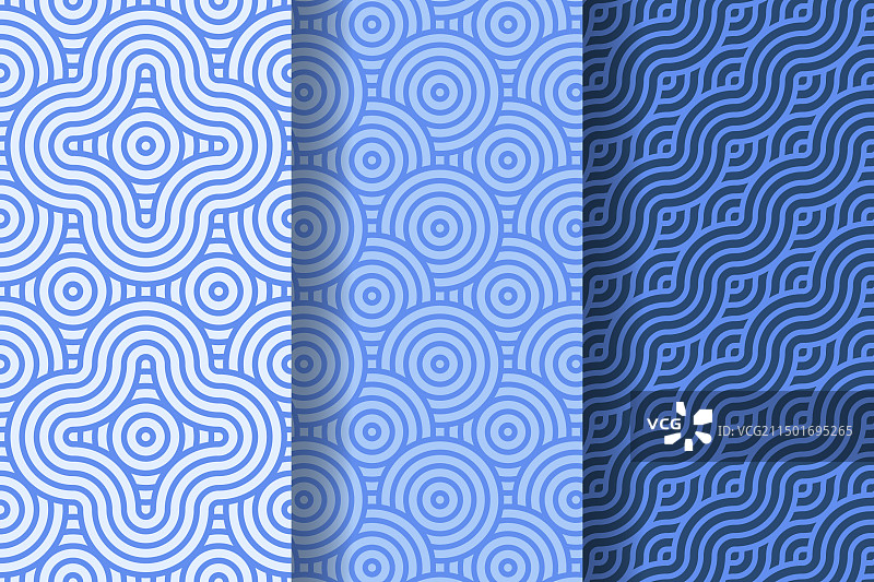 日式海浪几何无缝图案组图片素材