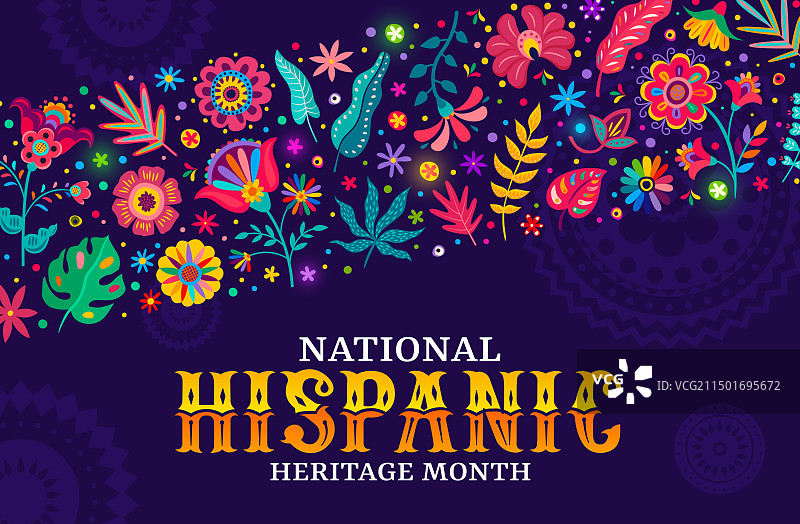 西班牙裔传统月热带花卉图片素材