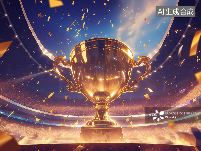 【AI数字艺术】一个体育竞技场巨大的奖杯图片素材
