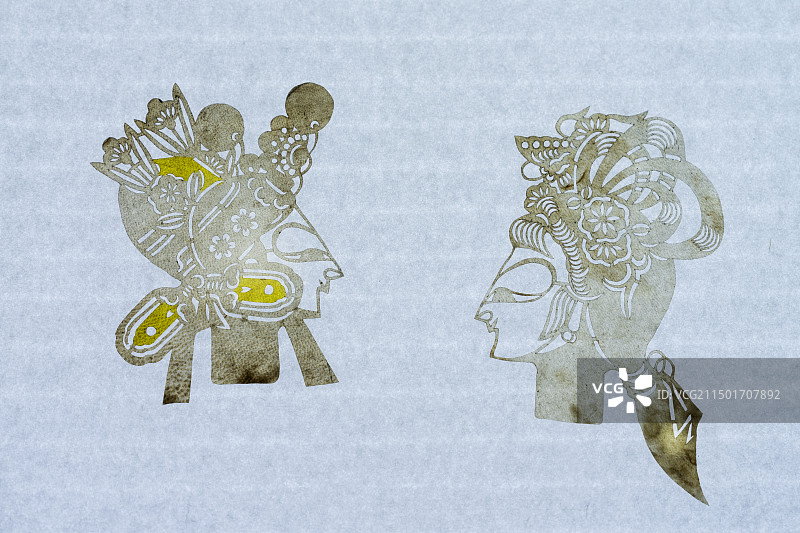 白色背景上的中国皮影戏图片素材