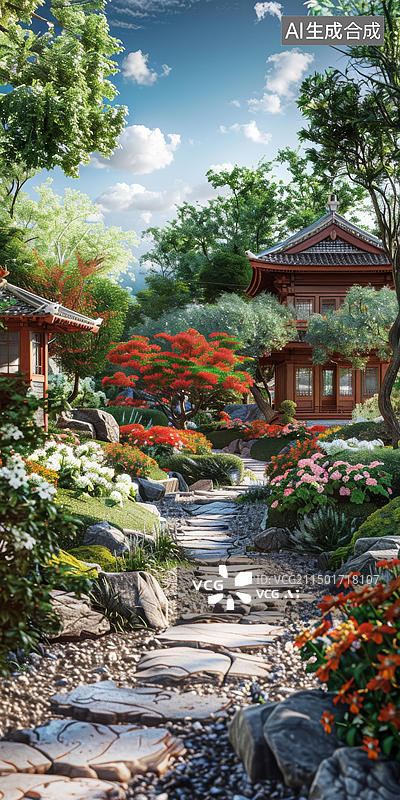 【AI数字艺术】日式园林的AI图片图片素材