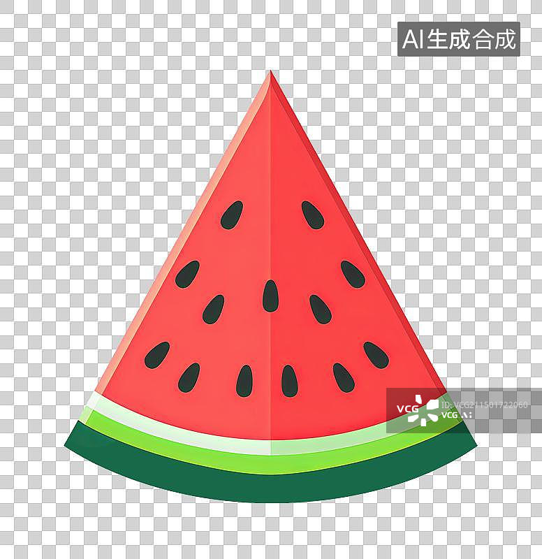 【AI数字艺术】一片三角形的极简平面免扣西瓜插图图片素材
