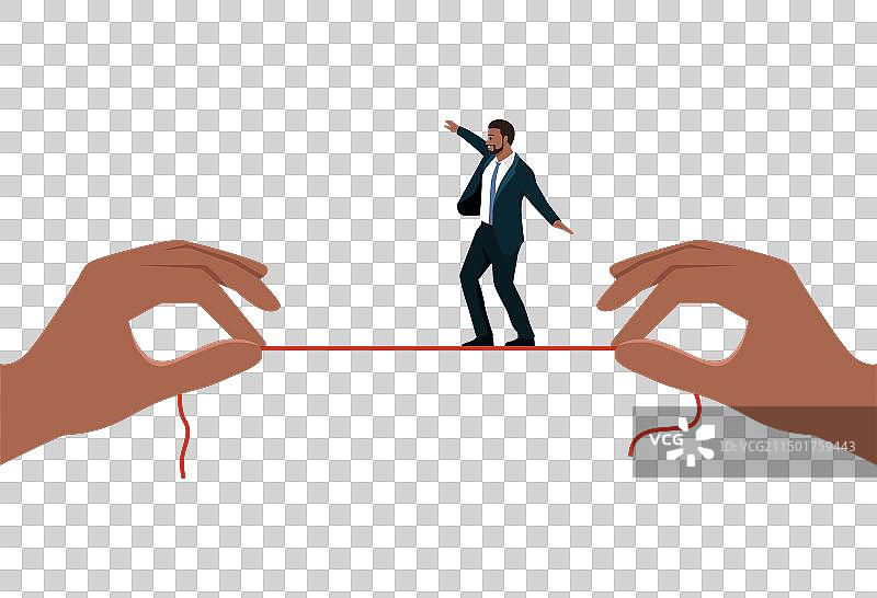 走在细绳上的年轻黑人商人图片素材