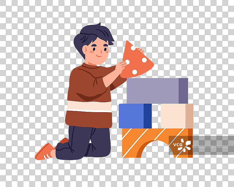 玩积木塔的幼儿男孩图片素材