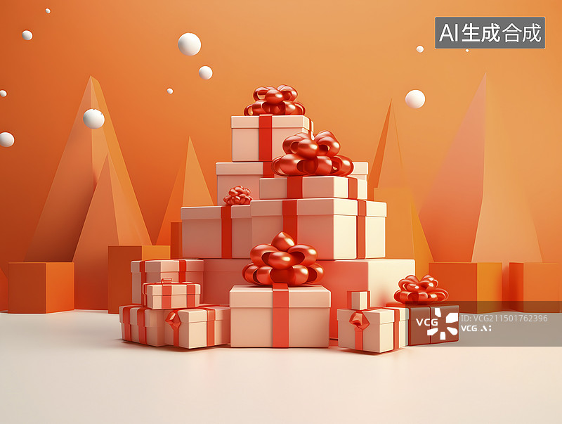 【AI数字艺术】圣诞节电商促销广告背景图片素材