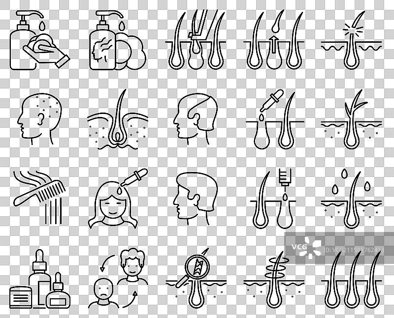 头发稀疏问题治疗细线图标图片素材