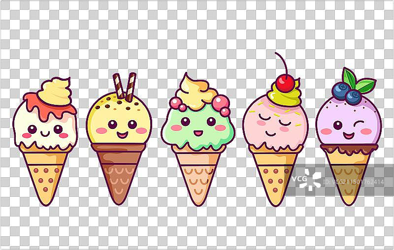 可爱冰淇淋甜筒角色图片素材