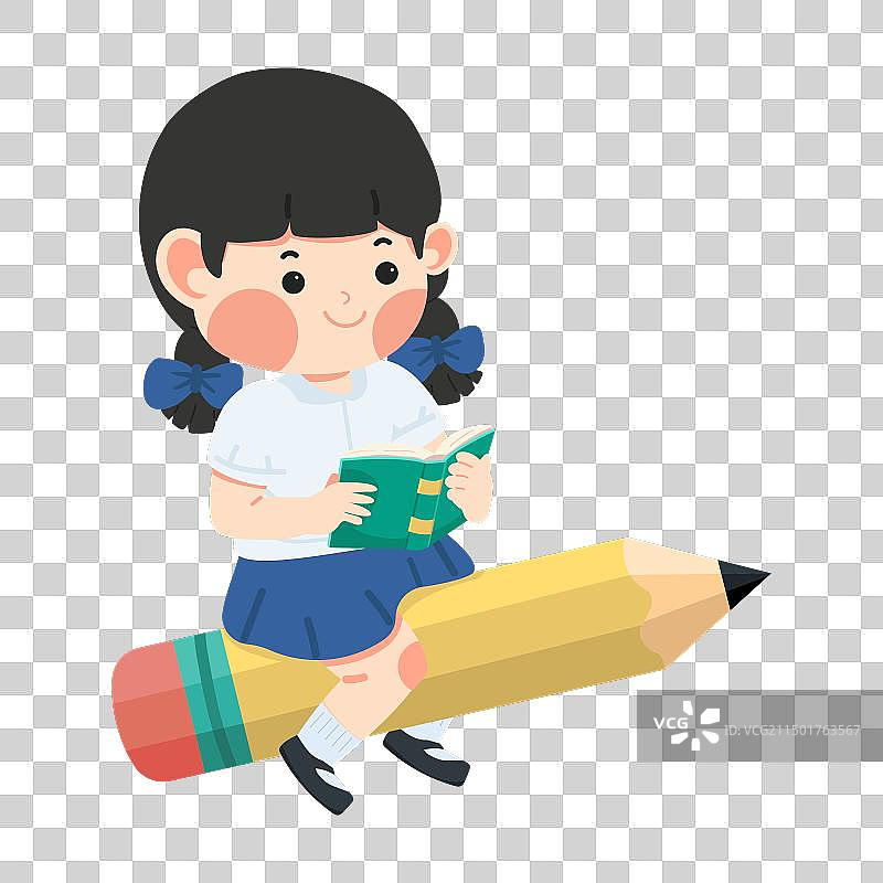 学生在铅笔上读书图片素材