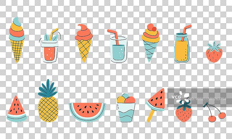 水果冰淇淋卡通图像集合图片素材