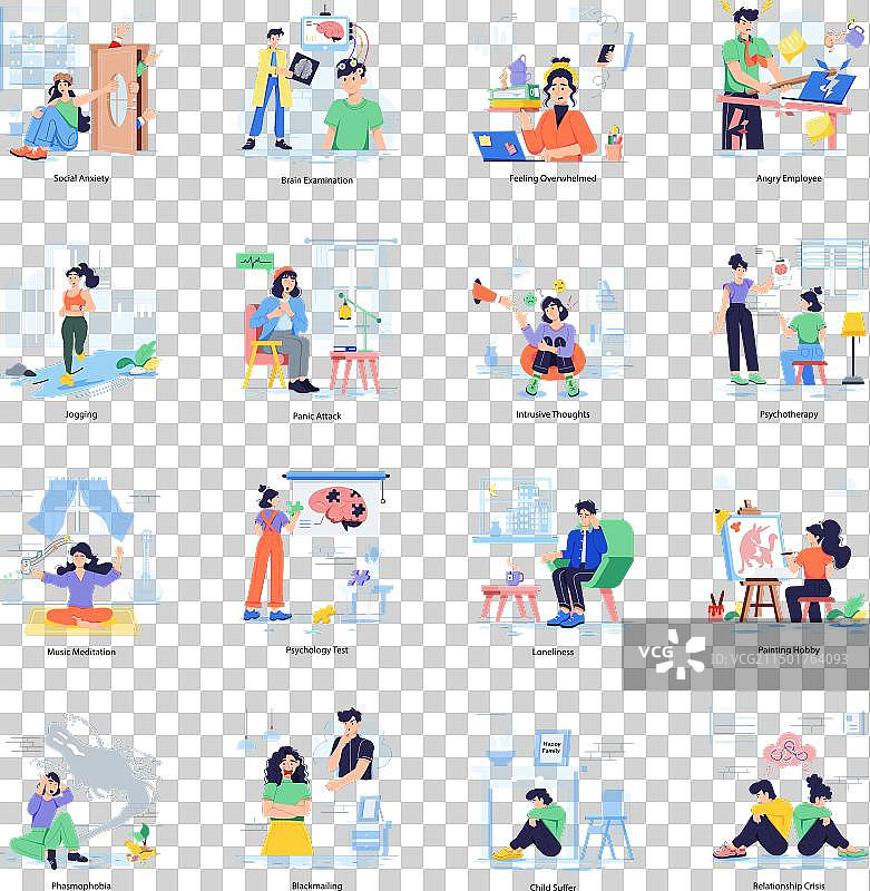 描绘心理学的现代扁平设计图片素材