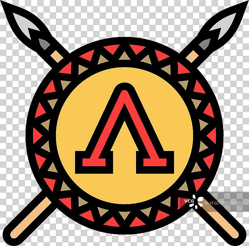 斯巴达罗马希腊彩色徽章图标图片素材