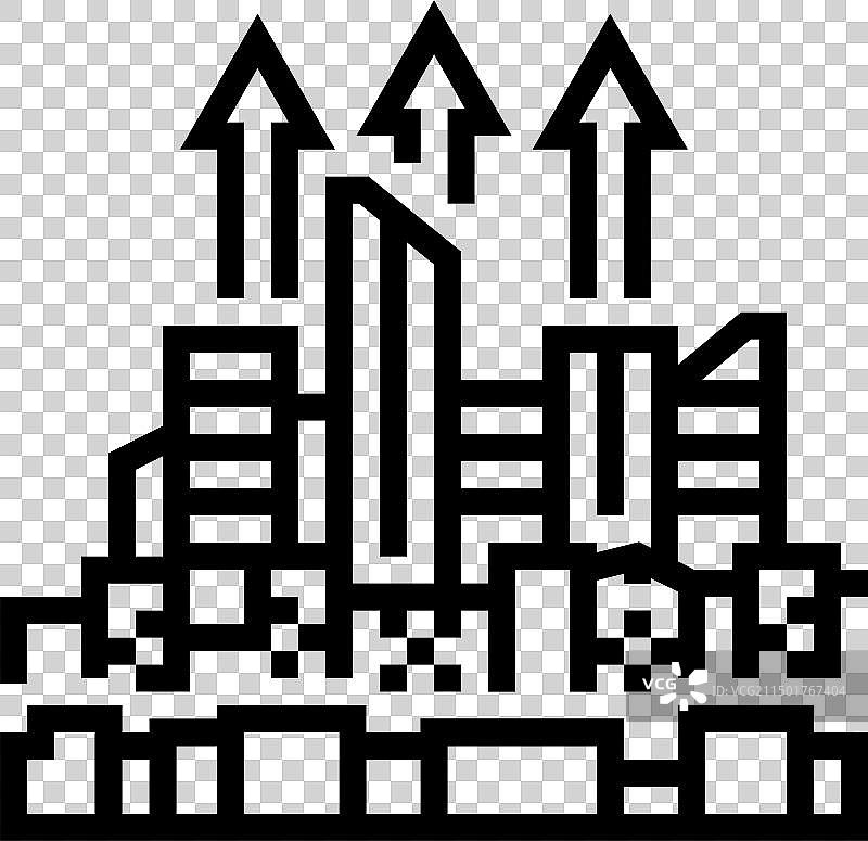 赛博朋克城市扩张线性图标图片素材