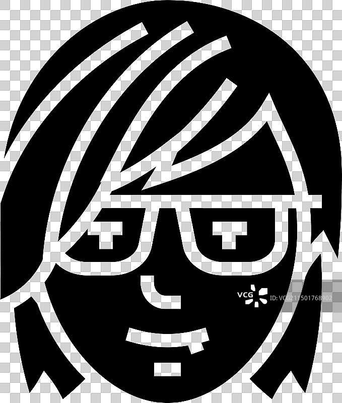 女性头像Emo字形图标图片素材