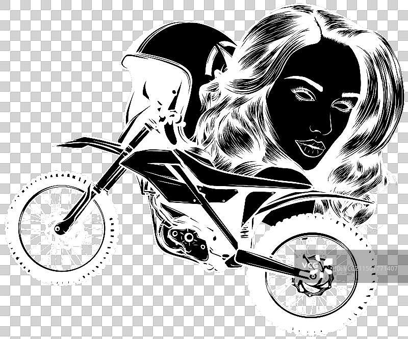 白色摩托车越野卡通剪影图片素材