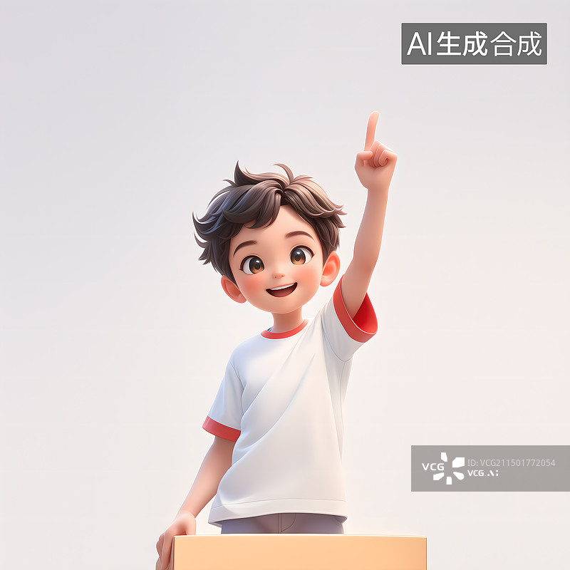 【AI数字艺术】3D卡通男孩手势动作图片素材
