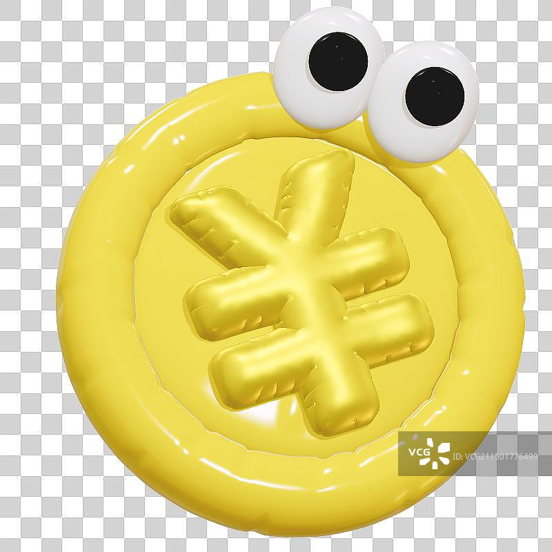 3D立体可爱卡通电商促销膨胀充气装饰元素钱币图片素材