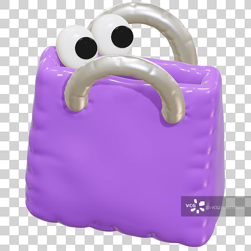 3D立体可爱卡通电商促销膨胀充气装饰元素购物袋图片素材