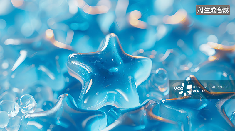 【AI数字艺术】蓝色薄荷糖果海洋海星图片素材