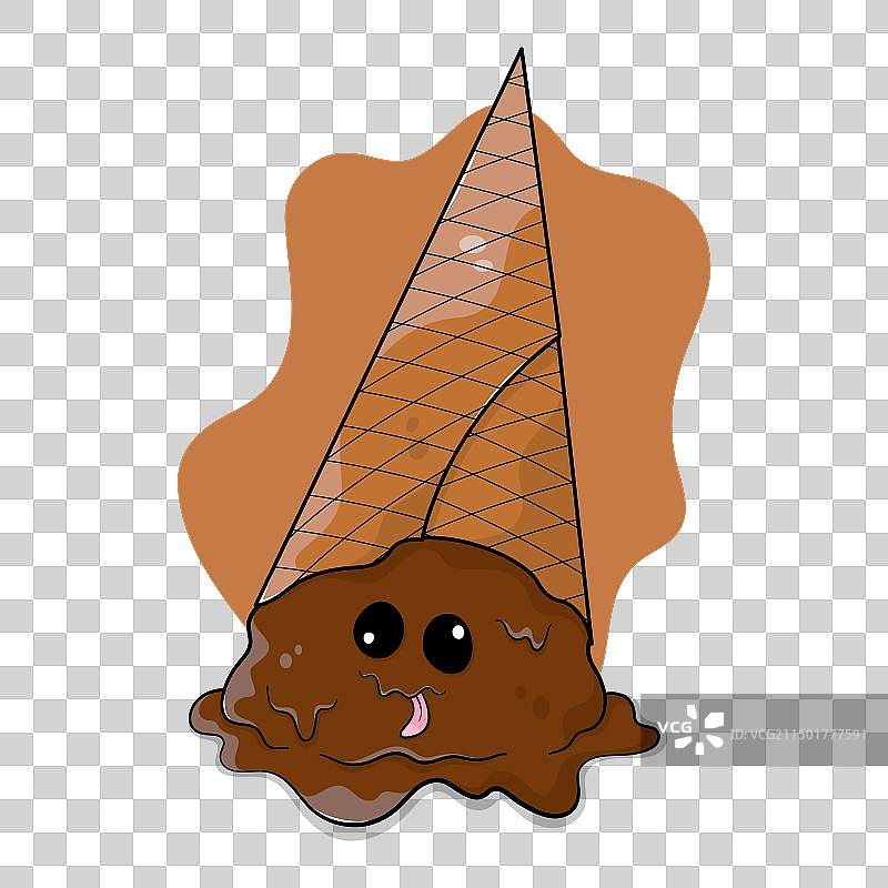 有趣的融化巧克力冰淇淋甜筒图片素材