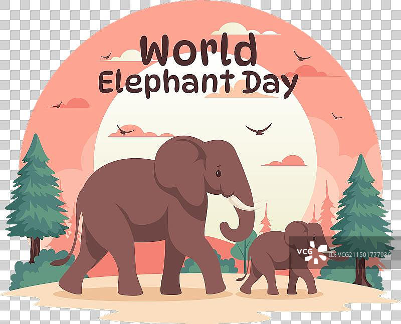 8月12日世界大象日快乐图片素材