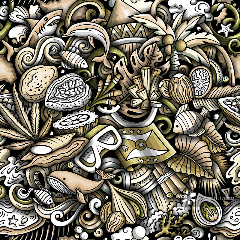 卡通涂鸦格林纳达无缝图案图片素材