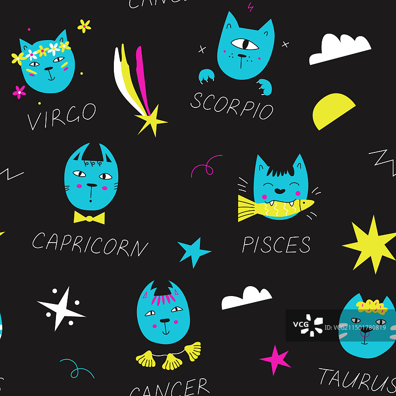 手绘猫生肖图案图片素材