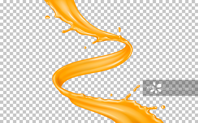逼真的鲜榨橙汁螺旋流动效果图片素材