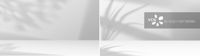 带树叶阴影的逼真空白舞台图片素材