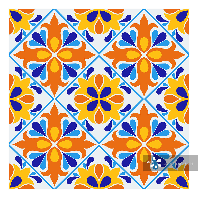 地中海蓝黄色瓷砖设计图片素材
