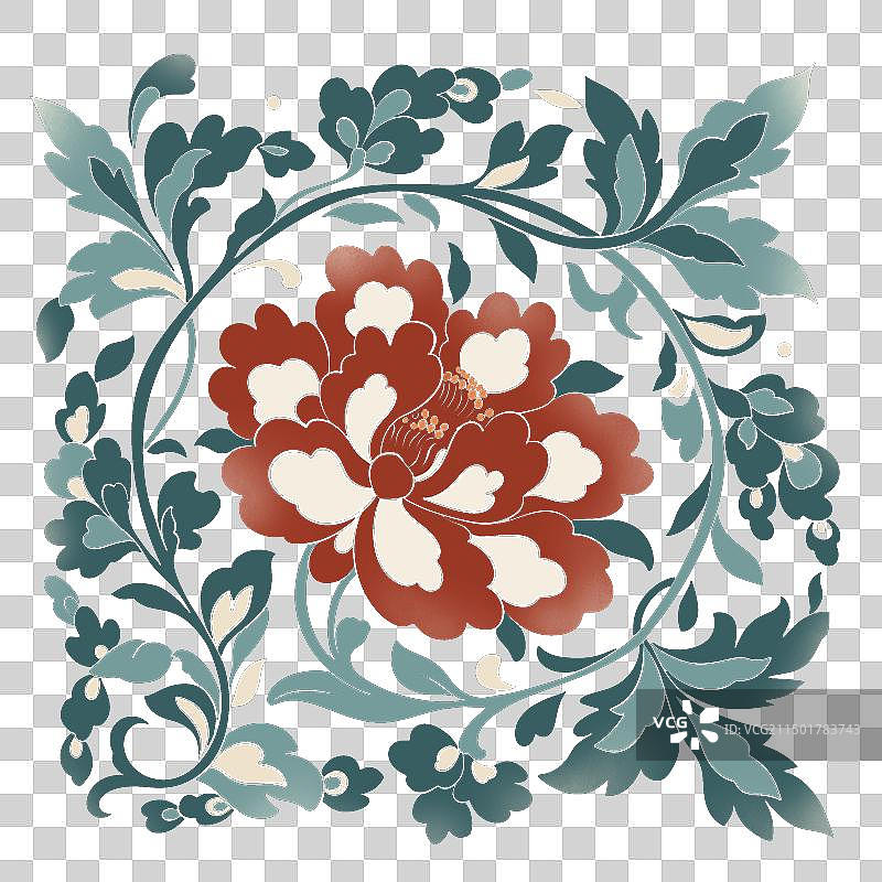 缠枝牡丹花纹样图片素材