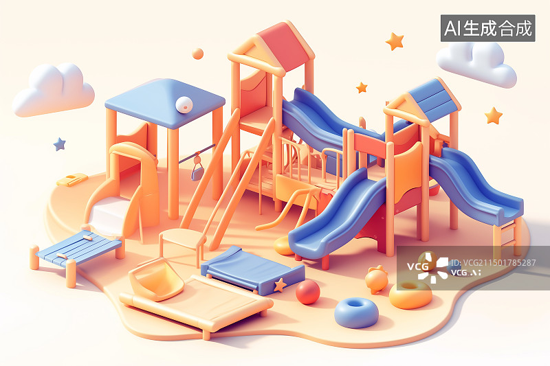 【AI数字艺术】儿童的彩色游乐场图片素材