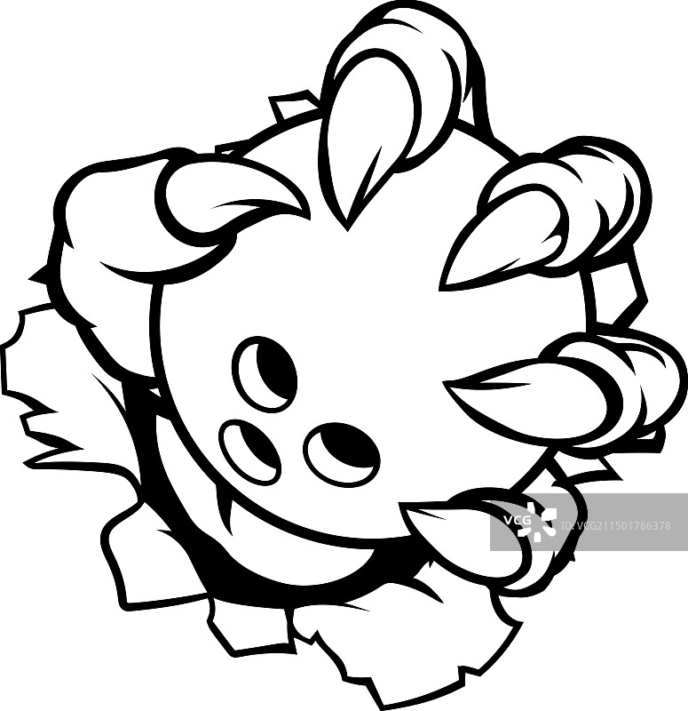 怪物动物爪子拿着十柱保龄球图片素材