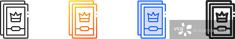 卡牌游戏线性渐变蓝色笔触图标图片素材