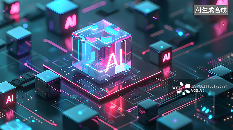 【AI数字艺术】人工智能计算机芯片概念图片素材