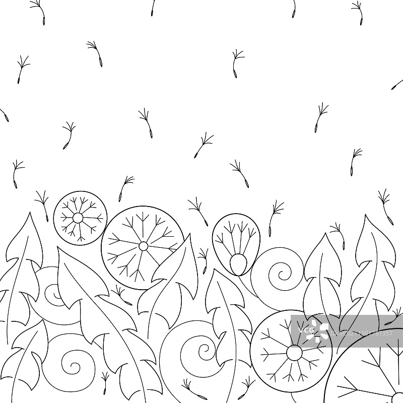 黑白抽象蒲公英简约设计图片素材